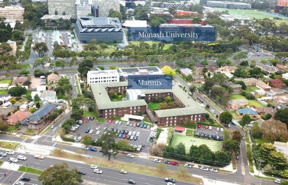 Aerial view of Mannix and Monash